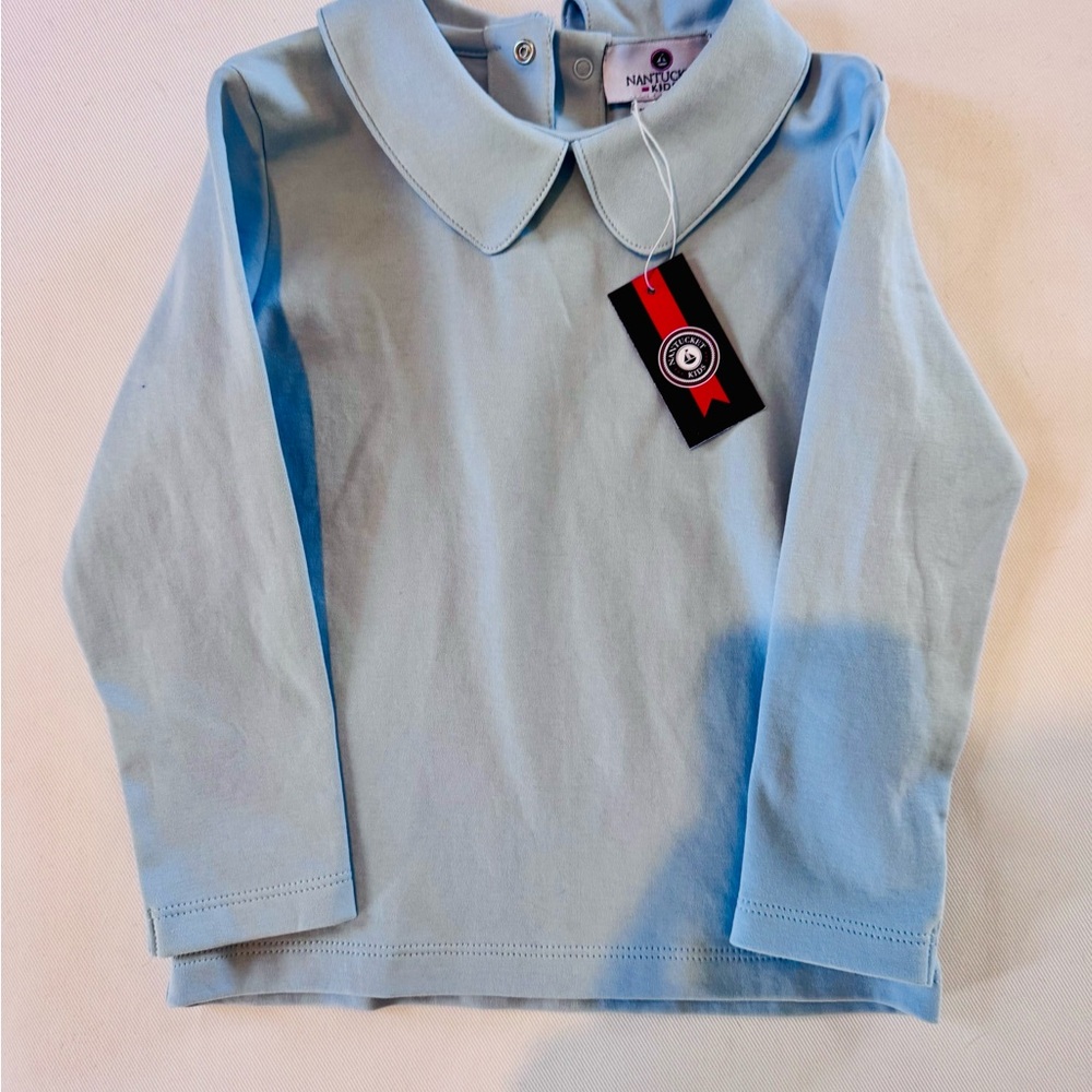 New with tags Nantucket Kids Baby Blue Peter Pan Collar Long Sleeve Tee 2T